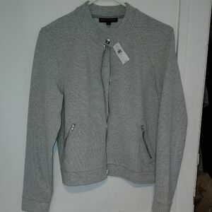 Banana Republic Gray Textured Zip Jacket